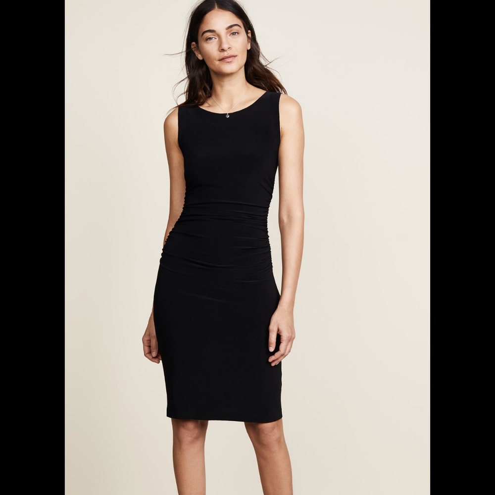 NWT $125 KAMALIKULTURE X NORMA KAMALI • Sleeveless Dress • Shirred Waist • Black